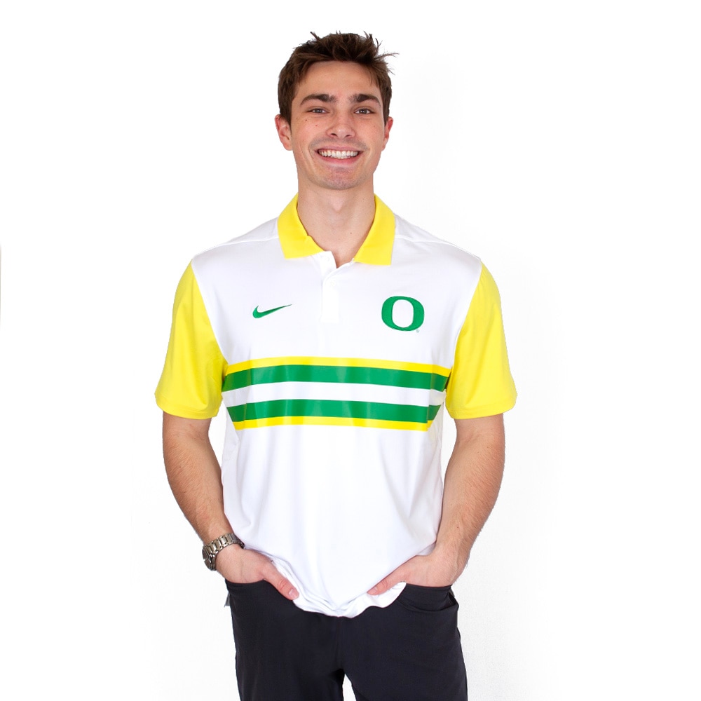 Classic Oregon O, Nike, Yellow, Polo, Performance/Dri-FIT, Men, Vapor, UV Protective, Stripe, 853984